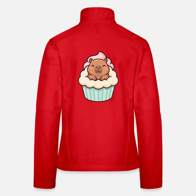 Capybara dans un motif de cupcake mignon, mignon Veste en tissu softshell Femme
