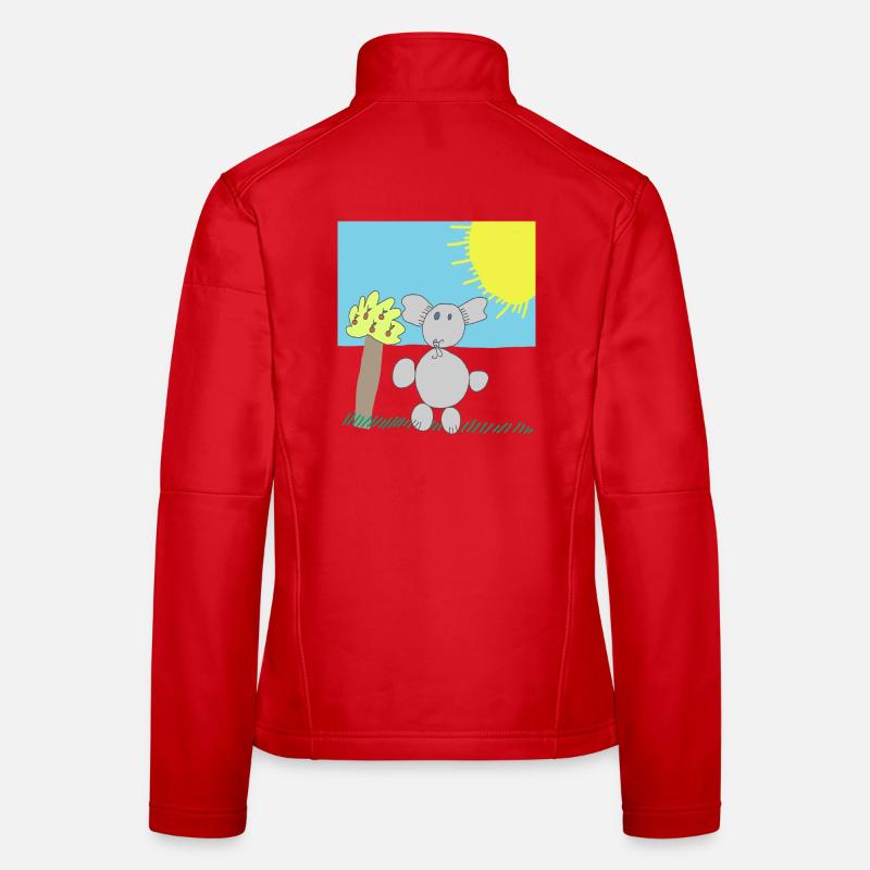 Whimsical Elephant Under a Bright Sun - Women's Softshell Jacket - red
