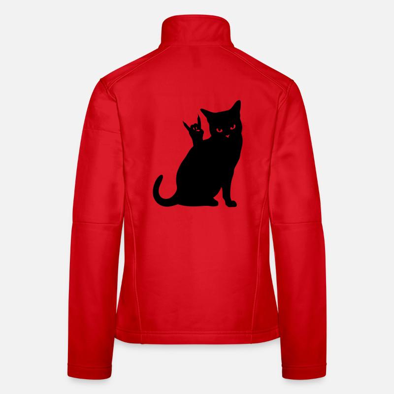 Black Cat – Devil Horns Silhouette Women's Softshell Jacket