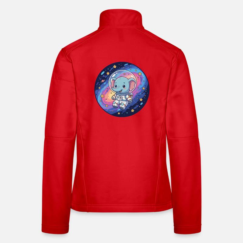 Space elephant in astronaut helmet Women's Softshell Jacket