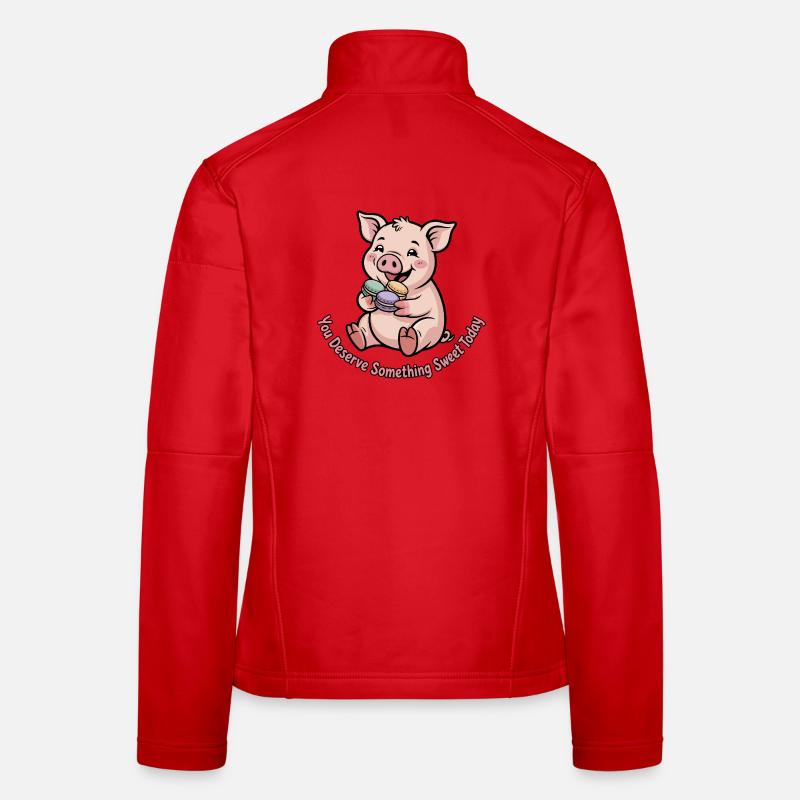 Süßes Schweinchen mit Macaron Frauen Softshelljacke