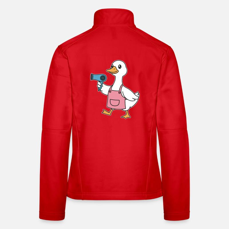 Duck with hair dryer in pink coat - Women's Softshell Jacket - red