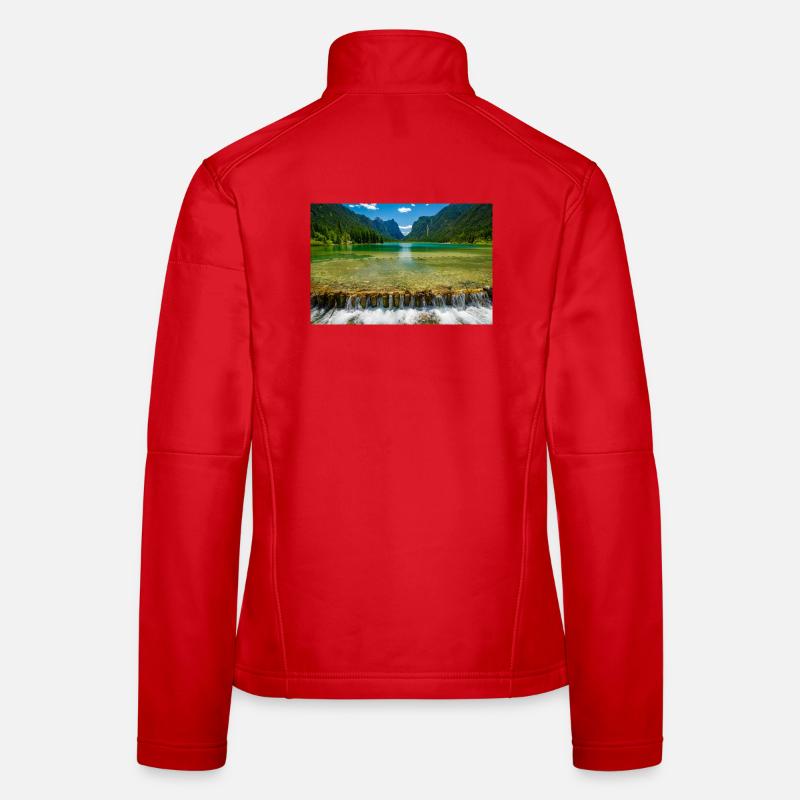 Toblacher See in den Dolomiten - Frauen Softshelljacke - Rot