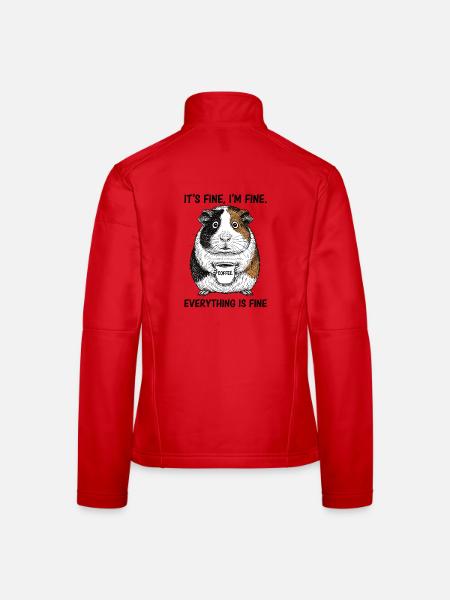 Its Fine Im Fine Kaffee Meerschweinchen - Frauen Softshelljacke - Rot - Hinten