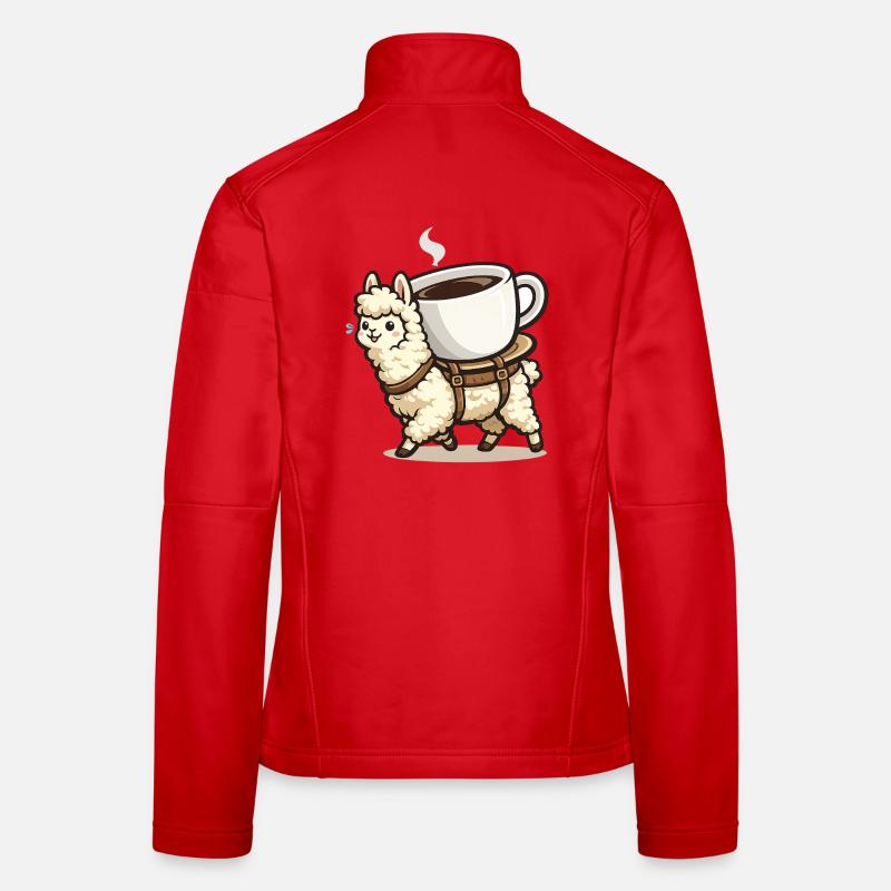 Kaffee Llama Trage-Design Frauen Softshelljacke