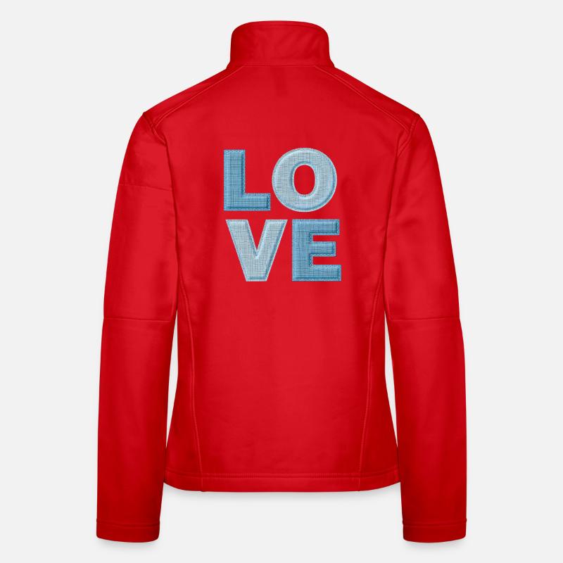 Love Denim Patch Font Women's Softshell Jacket