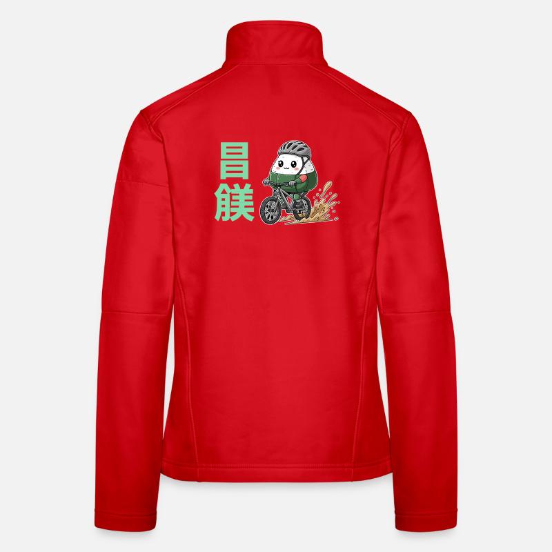 Kawaii Onigiri Cycliste Éclaboussure de Boue Veste en tissu softshell Femme