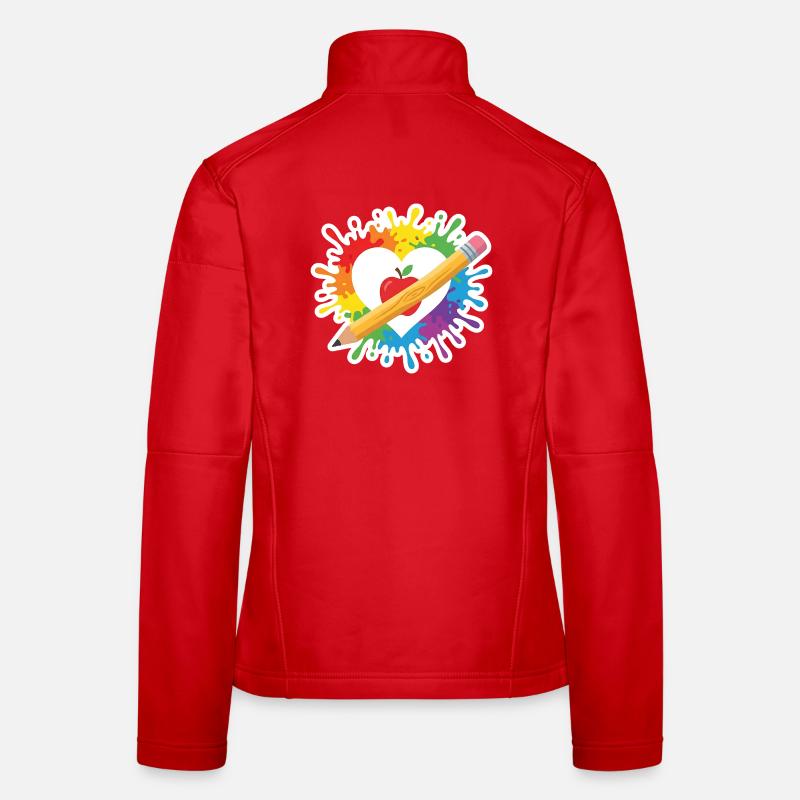 Lehrer Herz Regenbogen Apfel Buntstift Schule Frauen Softshelljacke