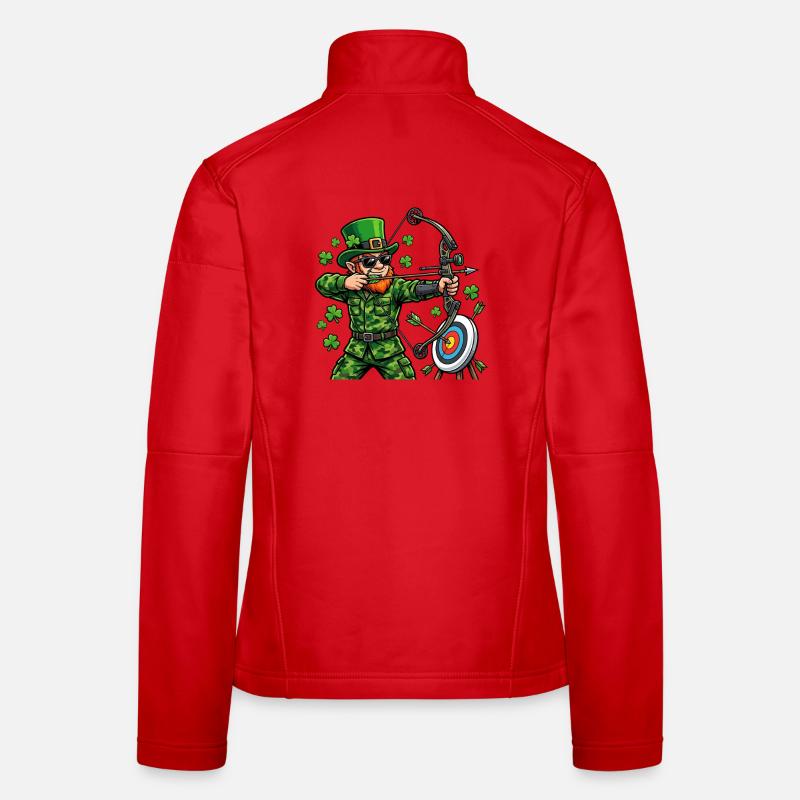 St. Patricks Day Bogenschießen Leprechaun Bogenjäger Frauen Softshelljacke