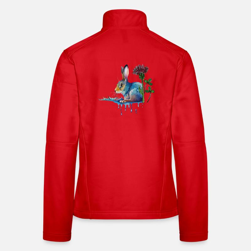 bunter Hase mit Klee Frauen Softshelljacke