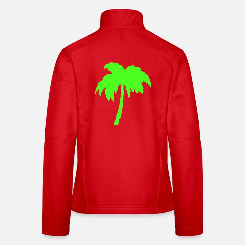 Neon palm tree silhouette on black Women's Softshell Jacket