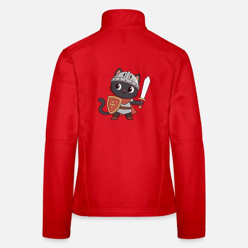 Schwarzer Katzenritter Frauen Softshelljacke