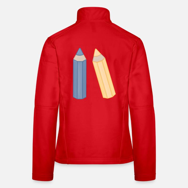 Pencil Duo Illustration Colored Pencils - Women's Softshell Jacket - red
