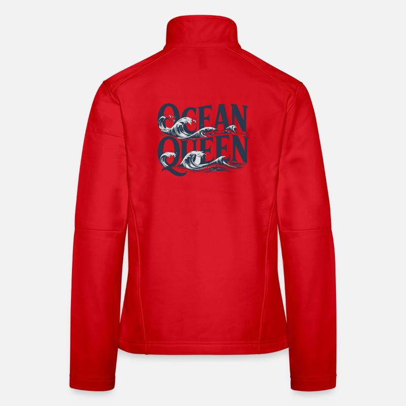 Ocean Queen - Waves Typography Design Women's Softshell Jacket
