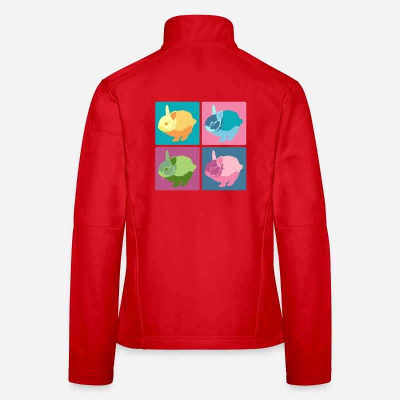 Ensemble de blocs de couleur Pop Art Rabbit Veste en tissu softshell Femme
