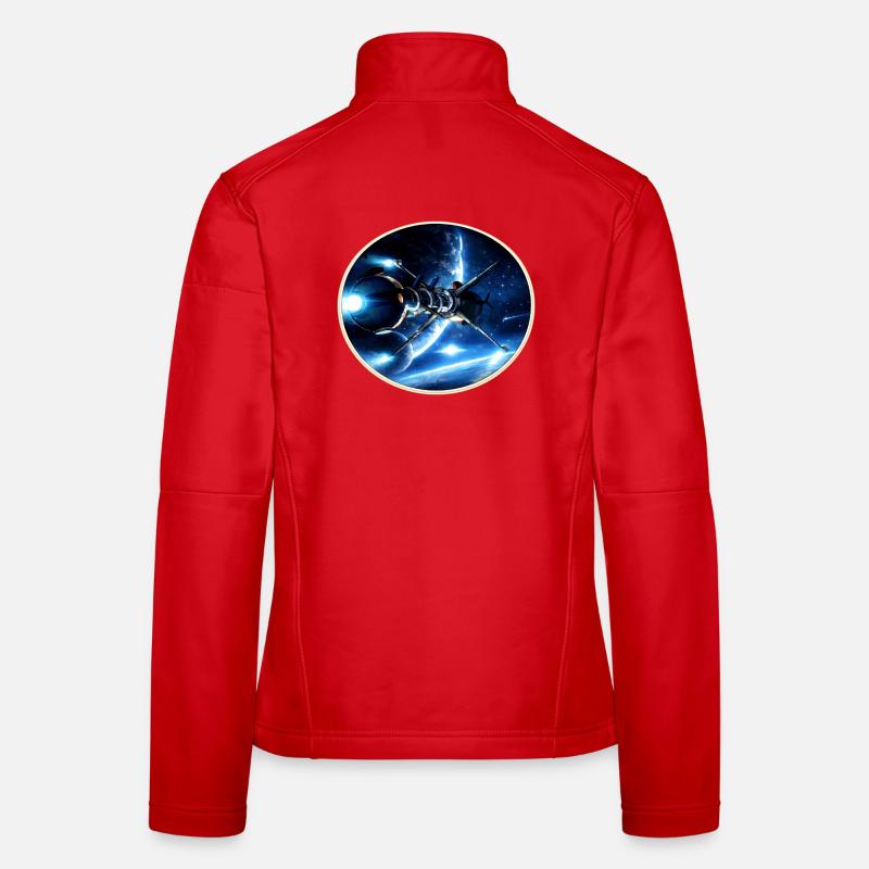 The Comet - Retro Space Emblem – 8-Bit Starship - Frauen Softshelljacke - Rot