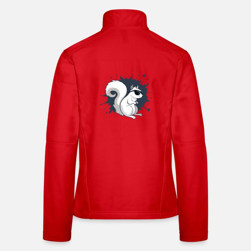 Chic White Squirrel with Black Glasses Women's Softshell Jacket