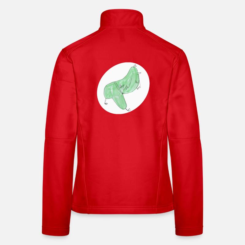 Oiseau vert abstrait minimaliste Veste en tissu softshell Femme