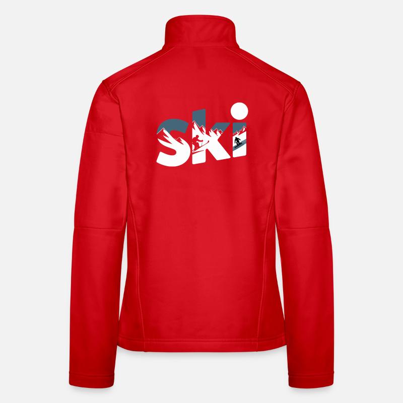 Ski Mountain Panorama Typo Design Women's Softshell Jacket