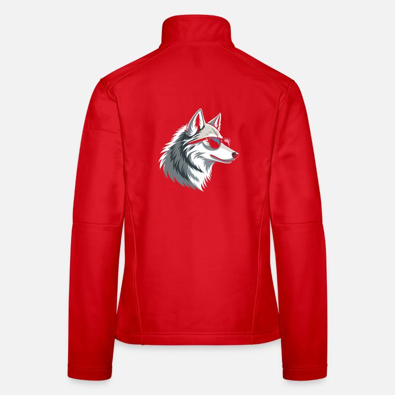 Wolf mit Brille im eisigen Stil Frauen Softshelljacke