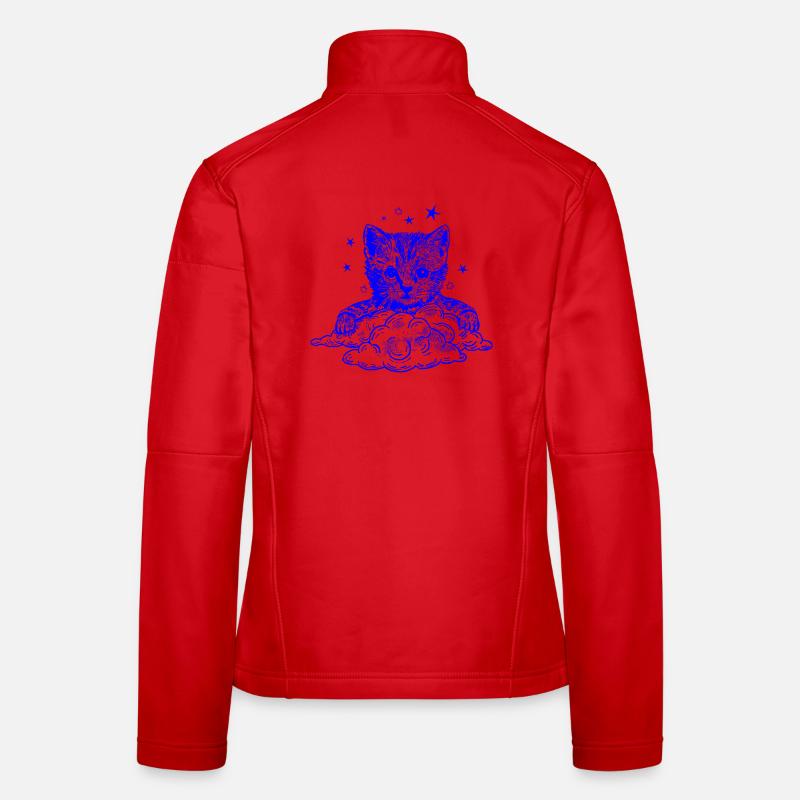 Blue cat on clouds Women's Softshell Jacket