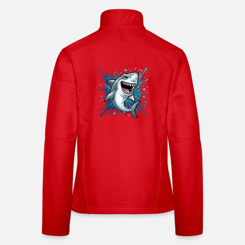 Cheerful shark in the splash Women's Softshell Jacket