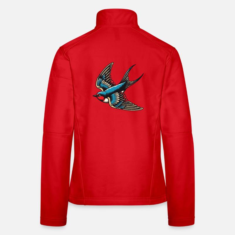 Swallow bird blue red plumage and tan wings - Women's Softshell Jacket - red
