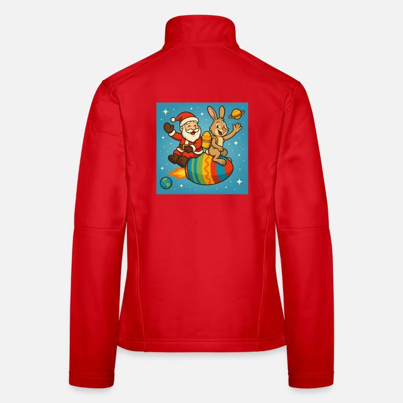 Christmas Easter Bunny in Star Flight - Women's Softshell Jacket - red