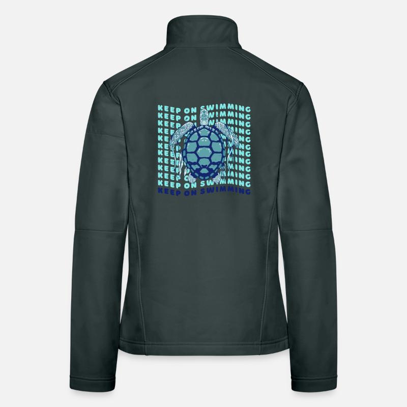 Graphique rétro de la Tortue de mer Keep On Swimming Veste en tissu softshell Femme