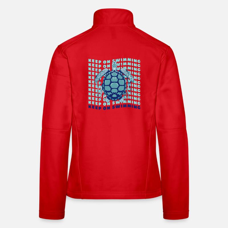 Keep On Swimming Sea Turtle Retro Graphic Frauen Softshelljacke