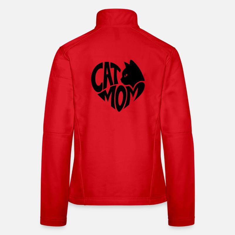 Cat Mom, Katzenmama Herz mit schwarzer Katze Frauen Softshelljacke