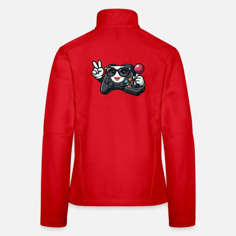 Kawaii Game Controller Peace Sign Women's Softshell Jacket