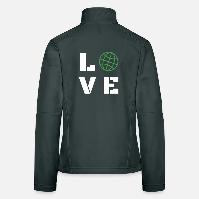 Love Globe Graphographie minimaliste graphique Veste en tissu softshell Femme