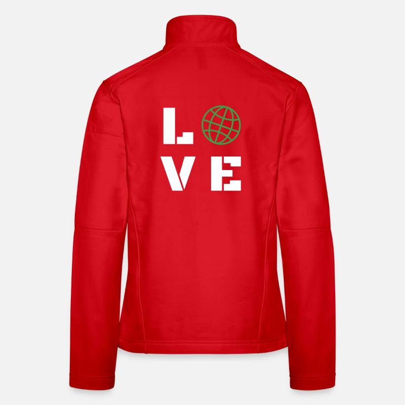 Love Globe Graphographie minimaliste graphique Veste en tissu softshell Femme