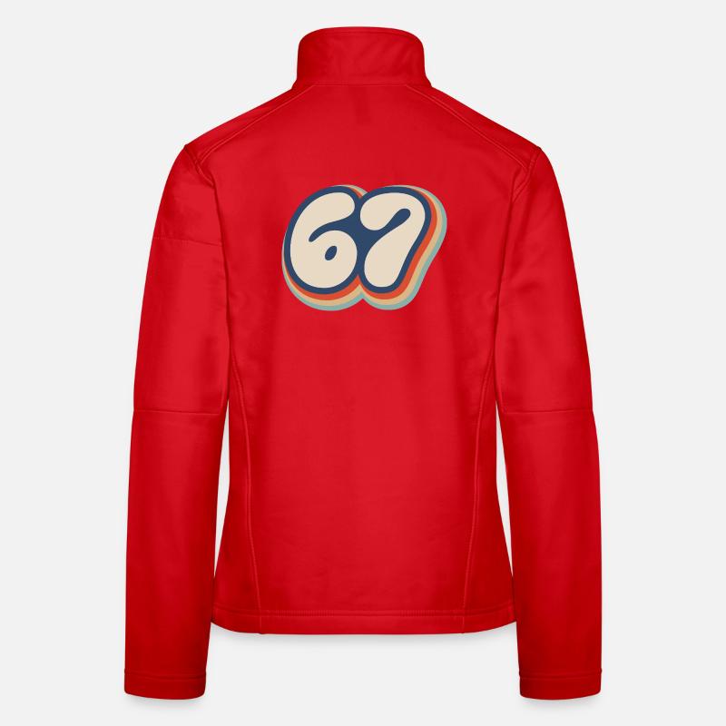 67 - Sixty Seven Number 67 Vintage Retro Meme Six  Women's Softshell Jacket