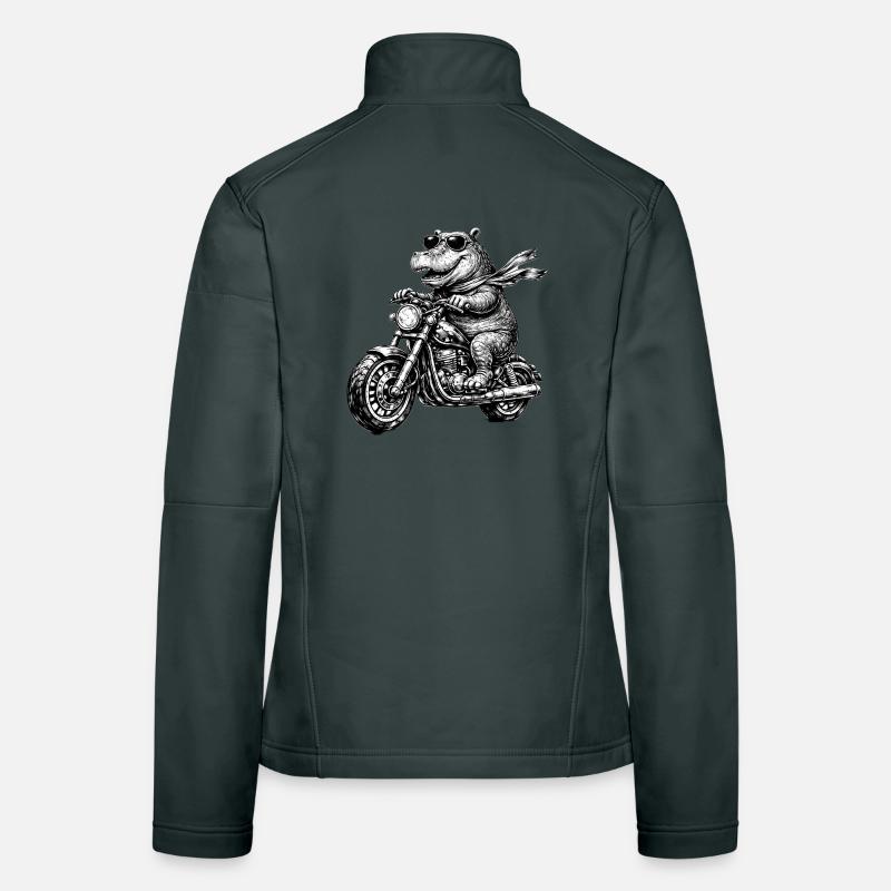 Hippo on Motorcycle Women's Softshell Jacket