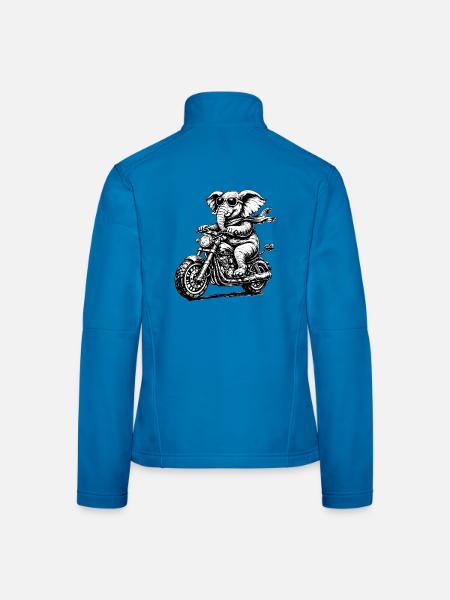 Éléphant sur moto avec style - Veste en tissu softshell Femme - rouge - Dos