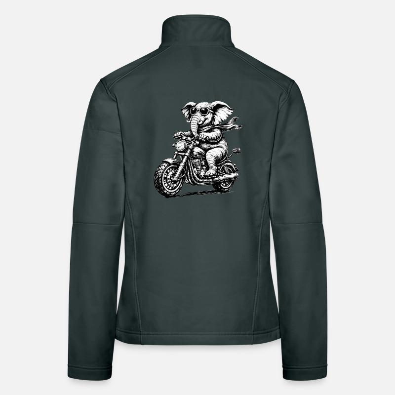 Elefant auf Motorrad mit Stil Frauen Softshelljacke