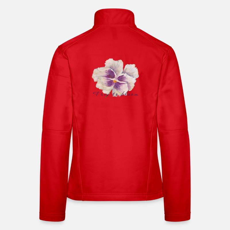 Peinture de fleurs en pensée blanche - Libre de fleurir Veste en tissu softshell Femme