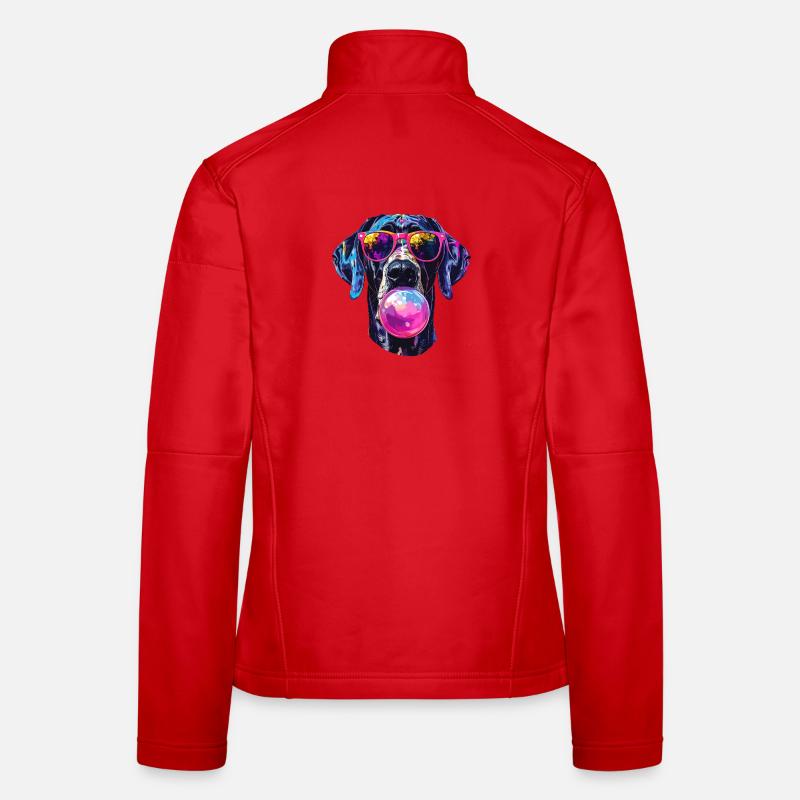 Great Dane with Chewing Gum Women's Softshell Jacket