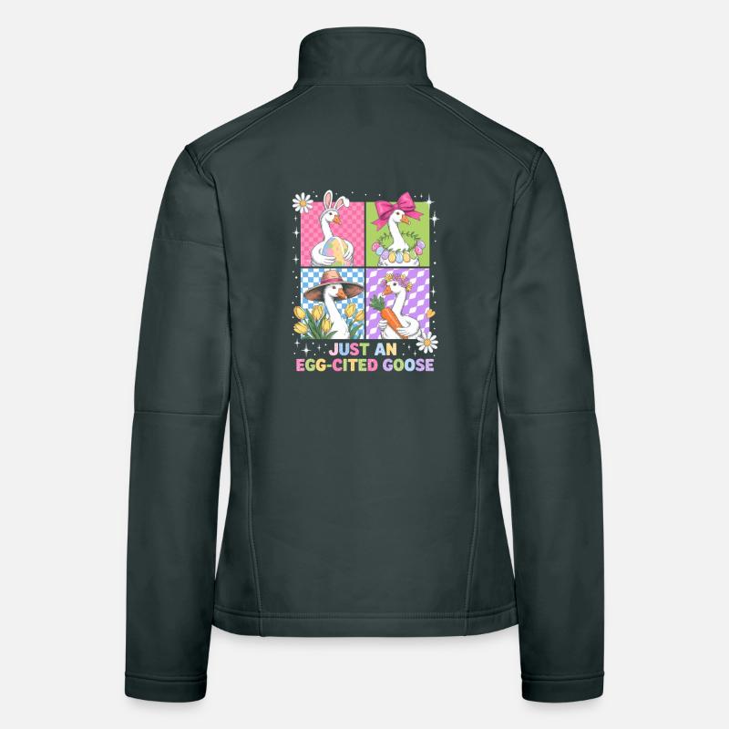 Egg-happy goose in the Four Panel Women's Softshell Jacket