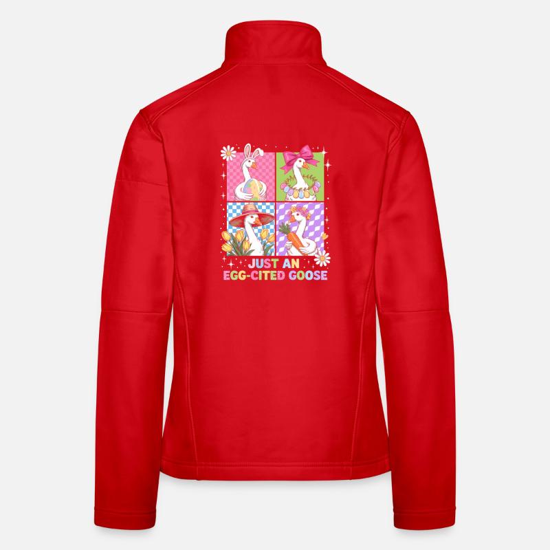 Egg-happy goose in the Four Panel Women's Softshell Jacket