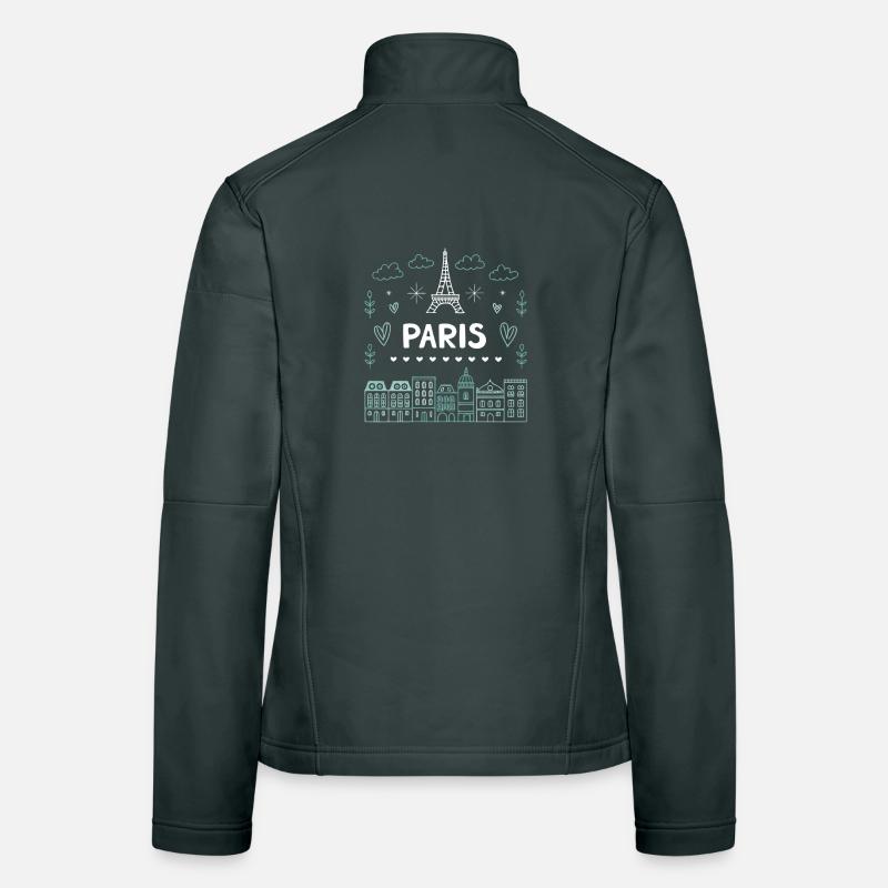 Doodle Paris Tour Eiffel Cœurs Veste en tissu softshell Femme