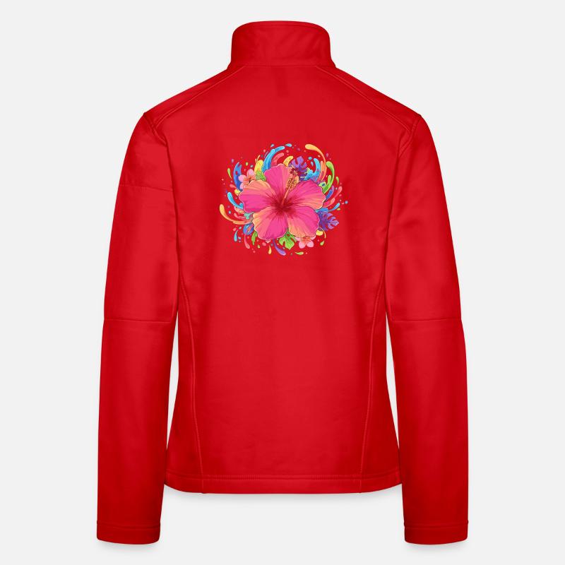 Hibiskusblüte Farbexplosion Frauen Softshelljacke