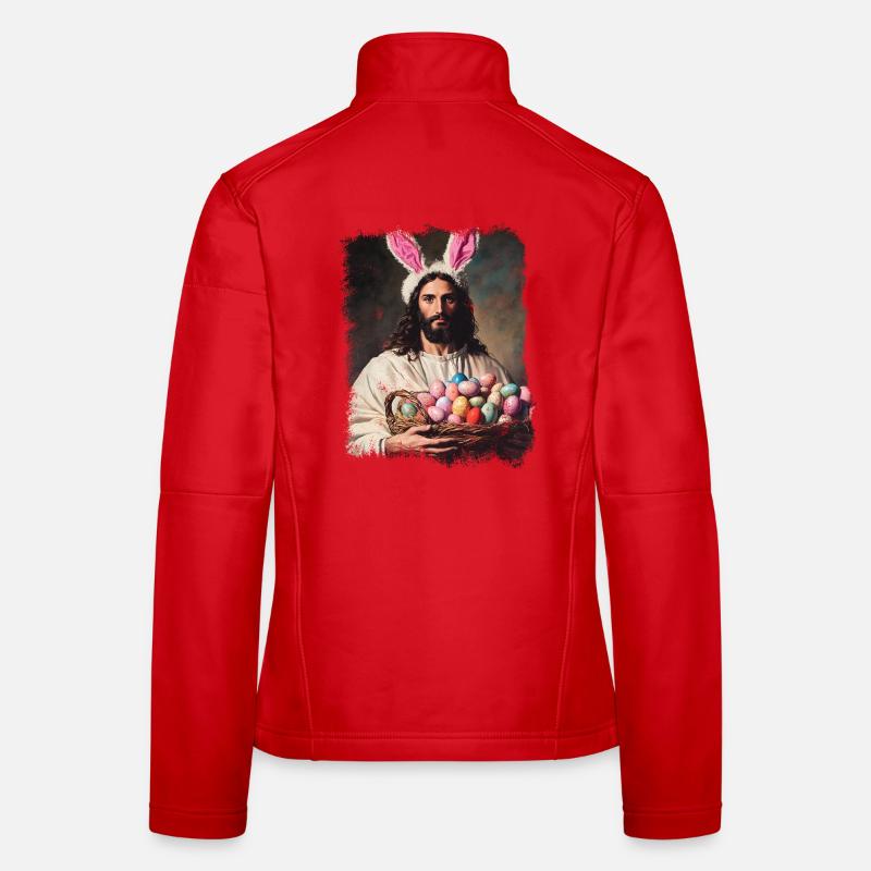 Easter funny Jesus Christ with Easter eggs Women's Softshell Jacket