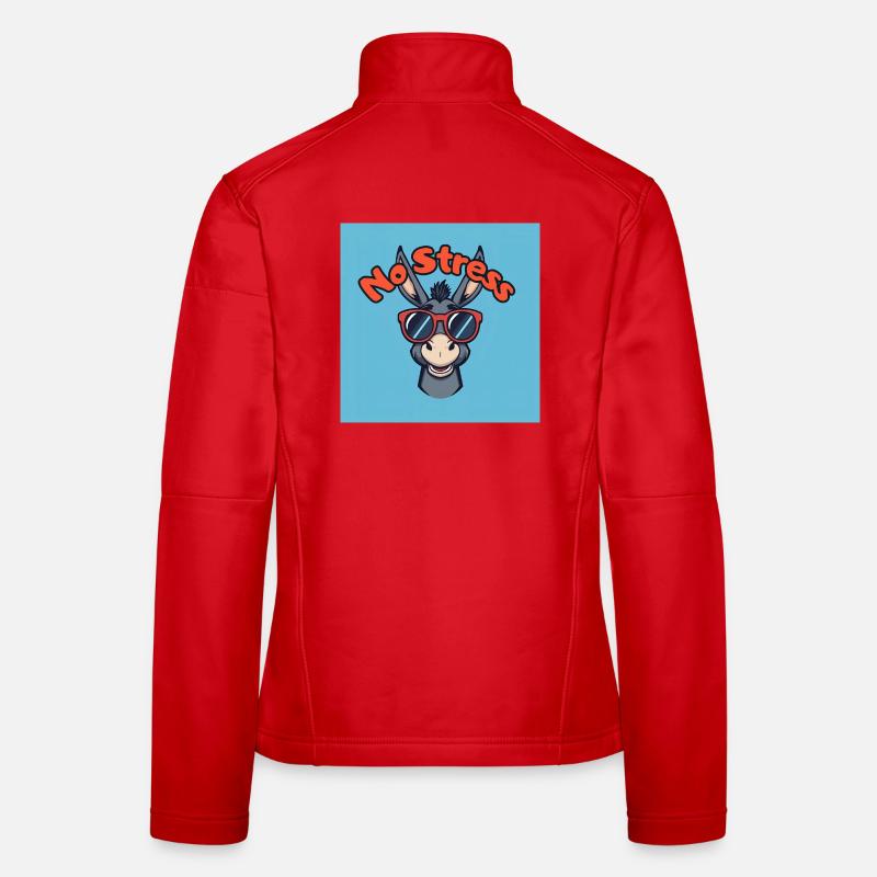 No Stress Donkey and Red Glasses - Women's Softshell Jacket - red