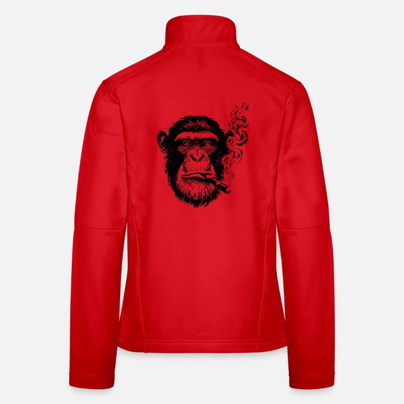 Schimpanse rauchende Zigarre Frauen Softshelljacke