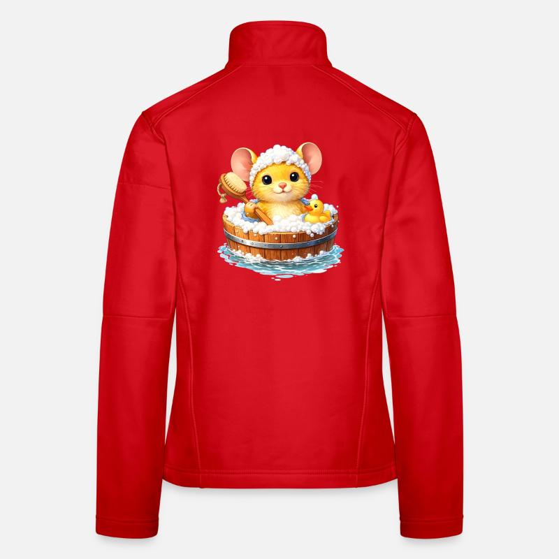 Cute mouse bathing Women's Softshell Jacket
