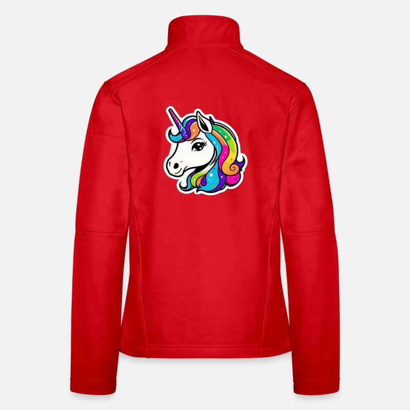 Helles Regenbogen-Einhorn Frauen Softshelljacke