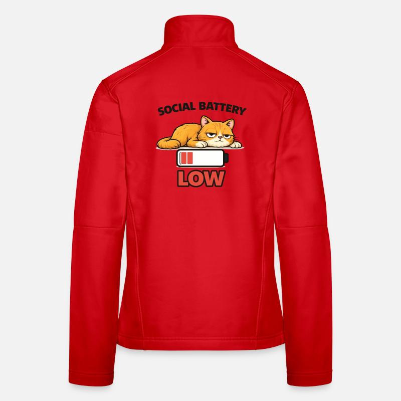 Low Battery Cat Graphic Tee Women's Softshell Jacket
